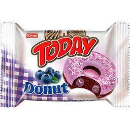 Пончик Elvan Donut Today Blueberry донат шоколадний з чорничним кремом в глазурі 50 г