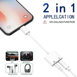 Адаптер Lightning 2в1 для iPhone з AUX 3.5 мм та портом зарядки - мініатюра 2