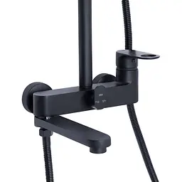 Душова система універсальна Qtap Jay на три споживача (з виливом) QTJAY111BLM45549 Black matt, Чорний матовий - мініатюра 3