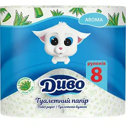 Туалетная бумага Диво Aroma Алоє, двухслойная, 8 рулонов