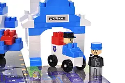 Конструктор блоковий QB300-002 "Block&Steps: Поліцейський патруль" + ходилка та меморі гра 3в1, 94дет. qbee - мініатюра 5