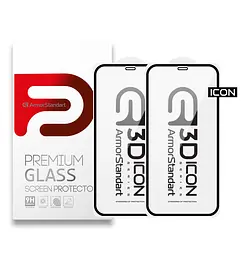 Захисне 3D скло для Apple iPhone 11 Pro Max/Xs Max, Icon 3D, загартоване, 9H, загартоване скло, повне проклеювання, протиударне, глянсове з олеофобним покриттям, на весь екран, сумісне з чохлами, проста установка, ArmorStandart (ARM56214-GI3D-BK)