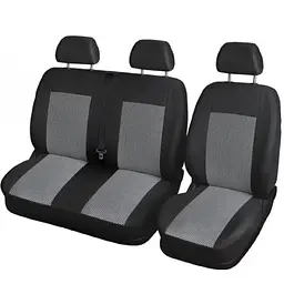 Чохли модельні 2+1 для Volkswagen T4 1990-2003 щільна тканина жакард Чорно-Сірі