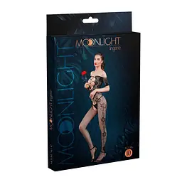 Бодістокінг з доступом Moonlight Model 10 Black імітація шнурівки квітковий декор відкриті плечі One size - мініатюра 3