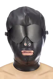 Капюшон для БДСМ Fetish Tentation BDSM hood in leatherette with removable mask із маскою що знімається