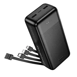 Зовнішній акумулятор HOCO J163B Wonderful power bank with 4 cables(30000mAh) Black (6942007664615) - мініатюра 4