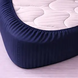 Простирадло на резинці LARA сатин-страйп LUX dark blue d13211 180х200х25 - мініатюра 2