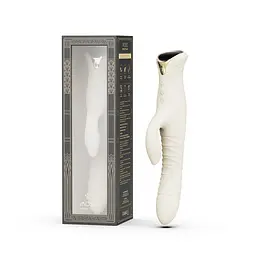 Смарт пульсатор-кролик з вібрацією Zalo Mose 2 Ivory White, підігрів до 42 °C, кристал Swarovski - мініатюра 12