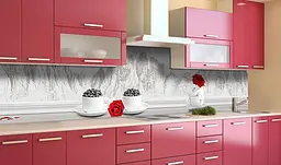 Вініловий кухонний фартух Кава вид на гори наклейка для кухні троянди ПВХ 3Д Природа Бежевий Happy Pocket Z181413