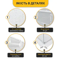 Посилена садова теплиця парник LEOBRO Garden 18м2 White (LB-18M25W) - мініатюра 4