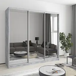 Шафа-купе тридверна MebelStar Комбо AL 3 Дзеркала 220x60x210 см Бетон (MBS-3418)