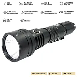 Ліхтар Mactronic тактичний Black Eye X31 (3100 Lm) Programmable Rechargeable Type-C (THH0081) (DAS303954) - мініатюра 3