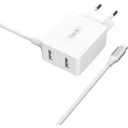 Зарядний пристрій Havit HV-H143 2xUSB з Lightning кабелем (HV-H143)