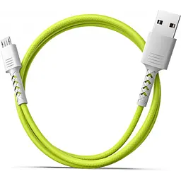 Дата кабель USB 2.0 AM to Micro 5P 1.0m Soft white/lime Pixus (4897058531176) - мініатюра 3
