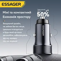Essager Car Charger 30W 2 порта USB-C та USB-A PD QC 3.0 (чорний) - мініатюра 8