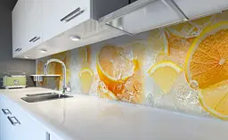 Вініловий кухонний фартух Апельсини у льоду наклейка для кухні цитруси Фрукти Помаранчевий Happy Pocket Z181698