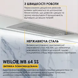 Витяжка повновбудована WEILOR WB 64 SS - мініатюра 2