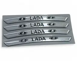 Емблема обода колеса Lada 4 шт Алюміній наклейка на диски на скотчі Сірі