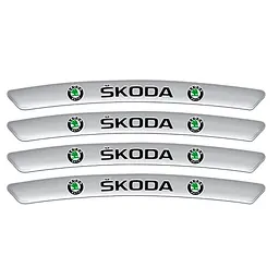 Емблема обода колеса Skoda 4 шт Алюміній наклейка на диски на скотчі - мініатюра 2