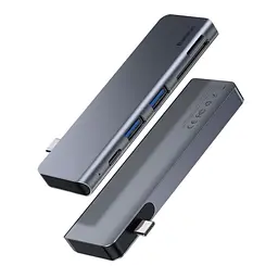 Багатопортовий хаб Baseus Harmonica 5-in-1 HUB Adapter CAHUB-K0G Сірий (1059080726) - мініатюра 2