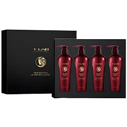 Уцінка. Сет T-LAB Professional Aura Oil + Blond Ambition Love Set: шампунь 300 мл + кондиціонер 300 мл + шампунь-гель 300 мл + крем 300 мл - мініатюра 1
