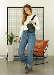 Жіноча сумка бананка Sambag HARVI чорна 24 × 16 × 6 см (88213001) - мініатюра 3