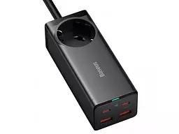 Мережевий зарядний пристрій Baseus GaN3 Pro Desktop Powerstrip AC+2U+2C 100W EU Black With Mini White Cable Type-C to Type-C 100W, 20V/5A, 1 м Black） - мініатюра 2