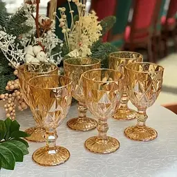 Набір келихів для вина Glassware 6шт Подарункові кольорові скляні фужери для коктейлів 300мл Gold - мініатюра 3