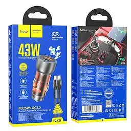 Адаптер автомобільний HOCO Type-C to Type-C cable Sprinter dual port car charger NZ8 синій - мініатюра 10
