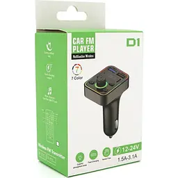 FM модулятор Voltronic D1, підсвітка 7 кольорів, 1.5-3.1A, USB, TF (FM-D1-7Col) - мініатюра 8