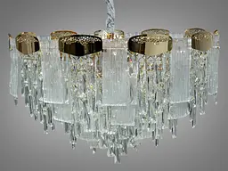 Люстра стельова кристалічна Diasha 9156-800G 19 ламп, золота, для залу та інтер'єру, висота 105 см - мініатюра 2