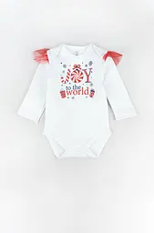 Новорічний святковий комплект для дівчинки 3 в 1 Joy to the World – боді з фатіновою спідницею та пов’язкою