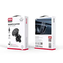 Автотримач XO C122 Round magnetic bracket with air outlet Чорний - мініатюра 2