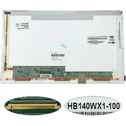 Матриця 14.0 HB140WX1-100 (1366*768 40pin LED NORMAL глянцева роз'єм ліворуч знизу) для ноутбука