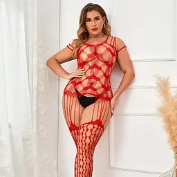 Відкритий бодістокінг із серцем L-XXL Червоний