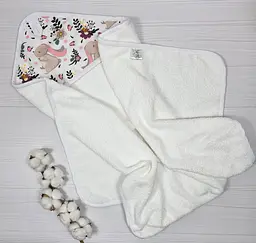 Дитячий рушничок-куточок 80х80 a.l.babybox Зайчики на галявині Білий