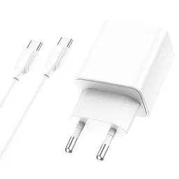 МЗП Borofone BA67A PD20W+QC3.0 (1USB-A/1C) + кабель Type-C to Type-C Білий