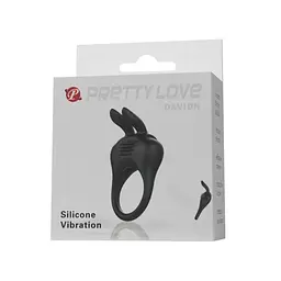 Вібро-ерекційне кільце з вушками Pretty Love чорне, 7.4 х 4.2 см - мініатюра 4