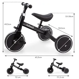Біговел велосипед Kidwell 3 в 1 Pico Black - мініатюра 7