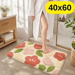 Стильний та практичний килимок для ванної кімнати 40×60 см зі кашеміру — м’який, антиковзкий, вологопоглинаючий KT9000091 - мініатюра 2