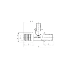 Трійник перехідний Koer Ka.T25-20-25 - 25(3.5mm) x 20(2.8mm) x 25(3.5mm) KR4892 - мініатюра 4