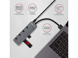 Мультипортовий адаптер AXAGON SuperSpeed Switch Silver (HUE-MSA) - мініатюра 5
