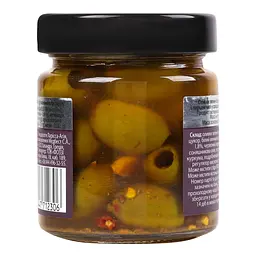 Оливки Nefeli Mandarin Spritz зелені без кісточки мандарин-чилі у солодкому розсолі 200 г - мініатюра 2