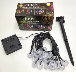 Вулична гірлянда із сонячною панеллю 5 метрів20 LED кульок вологозахищені лампи "Кристалеві бульбашки" з датчиком освітленості UKC SFK-17 - мініатюра 4
