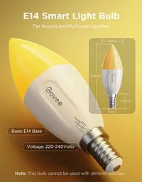 Govee Лампа розумна H600C, E14, 5W, 450Lm, 2700K-6400K, RGBWW, WI-FI/Bluetooth, білий - мініатюра 6