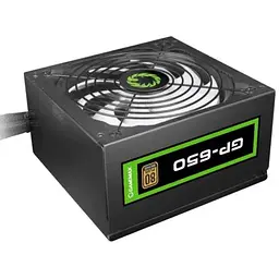 Блок живлення 650 Вт, GameMax GP-650, Black, 80+ Bronze, Active PFC, 14 см, 3xMolex / 5xSATA / 2x6+2-pin / 1x4+4-pin / 1x20+4-pin, захист OVP / UVP / SIP / OCP / OLP / OPP / SCP