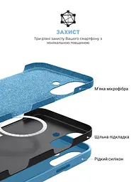 Силиконовый чехол с MagSafe для Apple iPhone 16, ICON2 MagCase, голубой, противоударный, панель с мягкой подкладкой, защита всего корпуса, поддержка беспроводной зарядки, совместим с защитными стеклами и пленками, ArmorStandart (ARM80183) - мініатюра 6