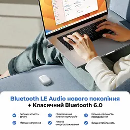 Bluetooth 6.0 аудіопередавач UGREEN BT701 аудіоадаптер з підключенням до джерела звуку через USB-C з трансляцією LE Audio Auracast на сумісні пристрої з кодеками aptX HD aptX Adaptive LC3 із затримкою менш як 40 мс у LE Audio Unicast зі спільним прослуховуванням у класичному режимі без aptX HD для PS5 Switch ПК Mac з кнопкою перемикання кодеків Plug & Play з автоматичним повторним підключенням навушників з дальністю передавання до 10 м без перешкод чорний (65708) - мініатюра 7
