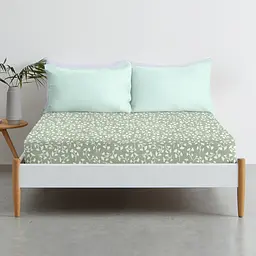 Простирадло Cosas на резинці в дитяче ліжечко 60х120 floret cs5, зелений (FoliageMiniWhiteGreen_120) - мініатюра 3