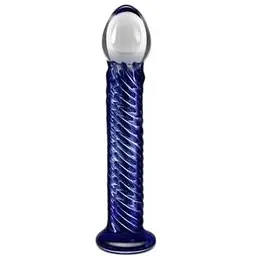 Фалоімітатор LoveToy Glass Romance 17 см синій